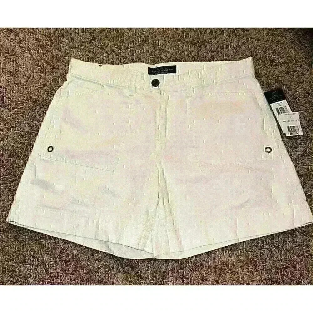 LRL Lauren Jeans Co‎ Ralph Lauren Women's White Jean Shorts Size 8 NWT